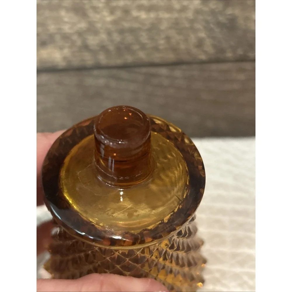 Homco Amber‎ Diamond Point Peg Glass Votive Tealight Candle Holder